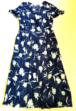 Womens Dress-VERMONT COUNTRY STORE-USA-navy/blue floral maxi Cottagecore-XL